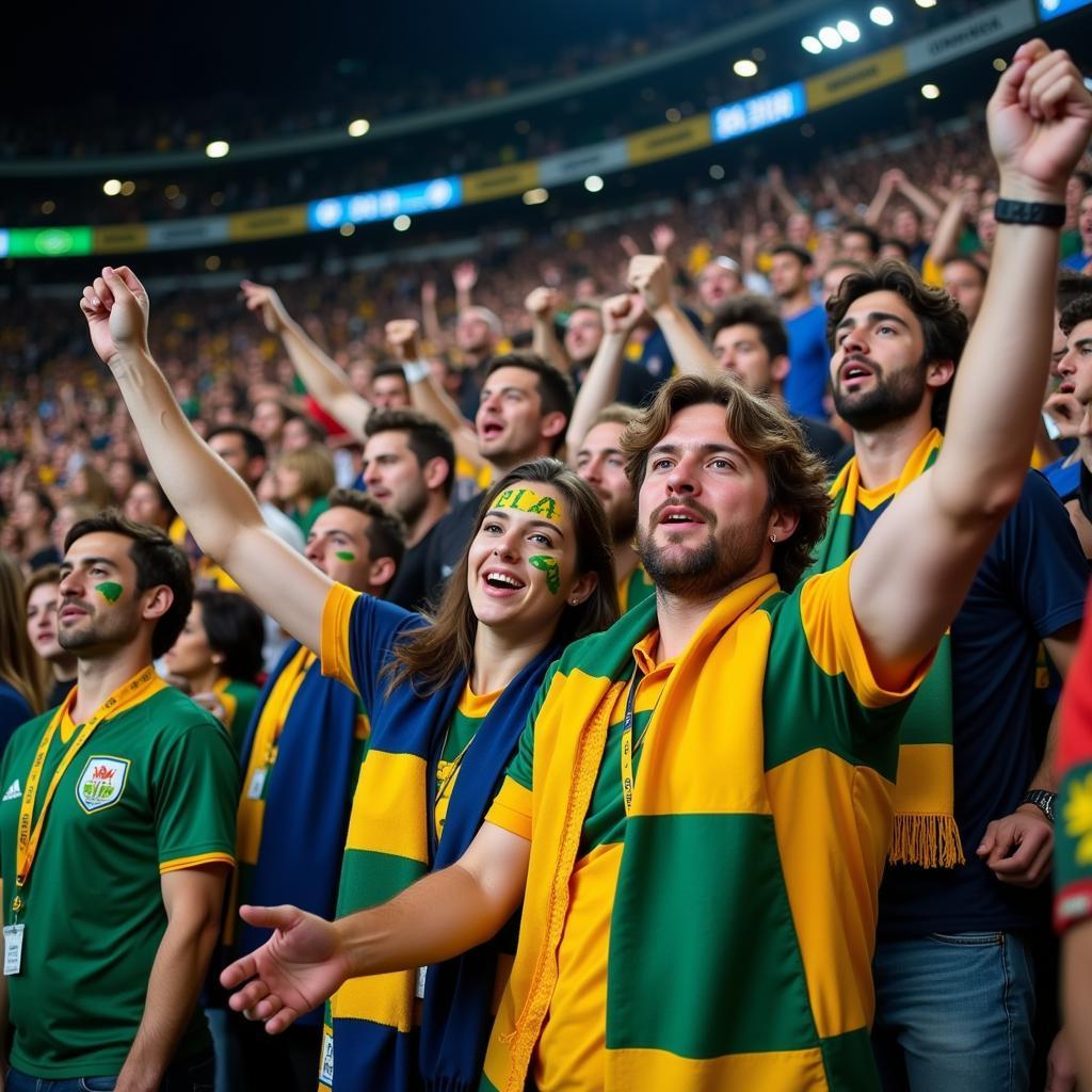 Fans celebrating a goal