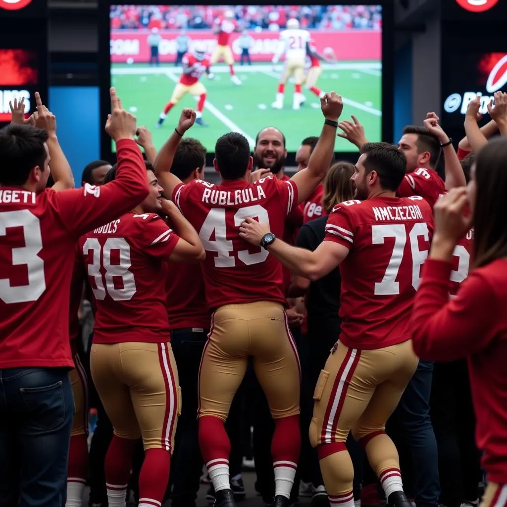 49ers fans celebrating a touchdown