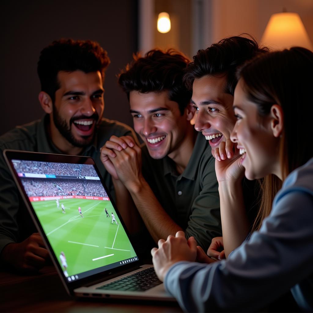 Abu Dhabi football fans watching a live stream