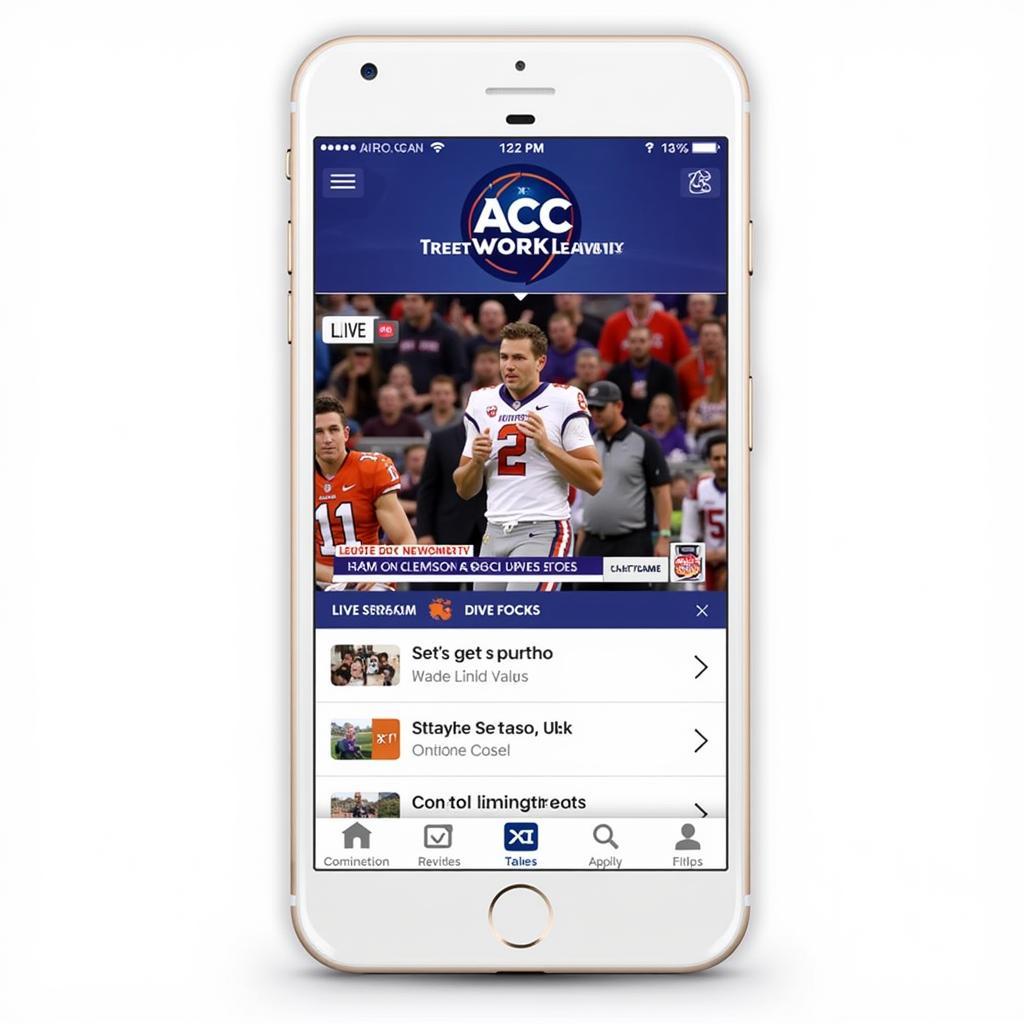 ACC Network app interface for live streaming sports