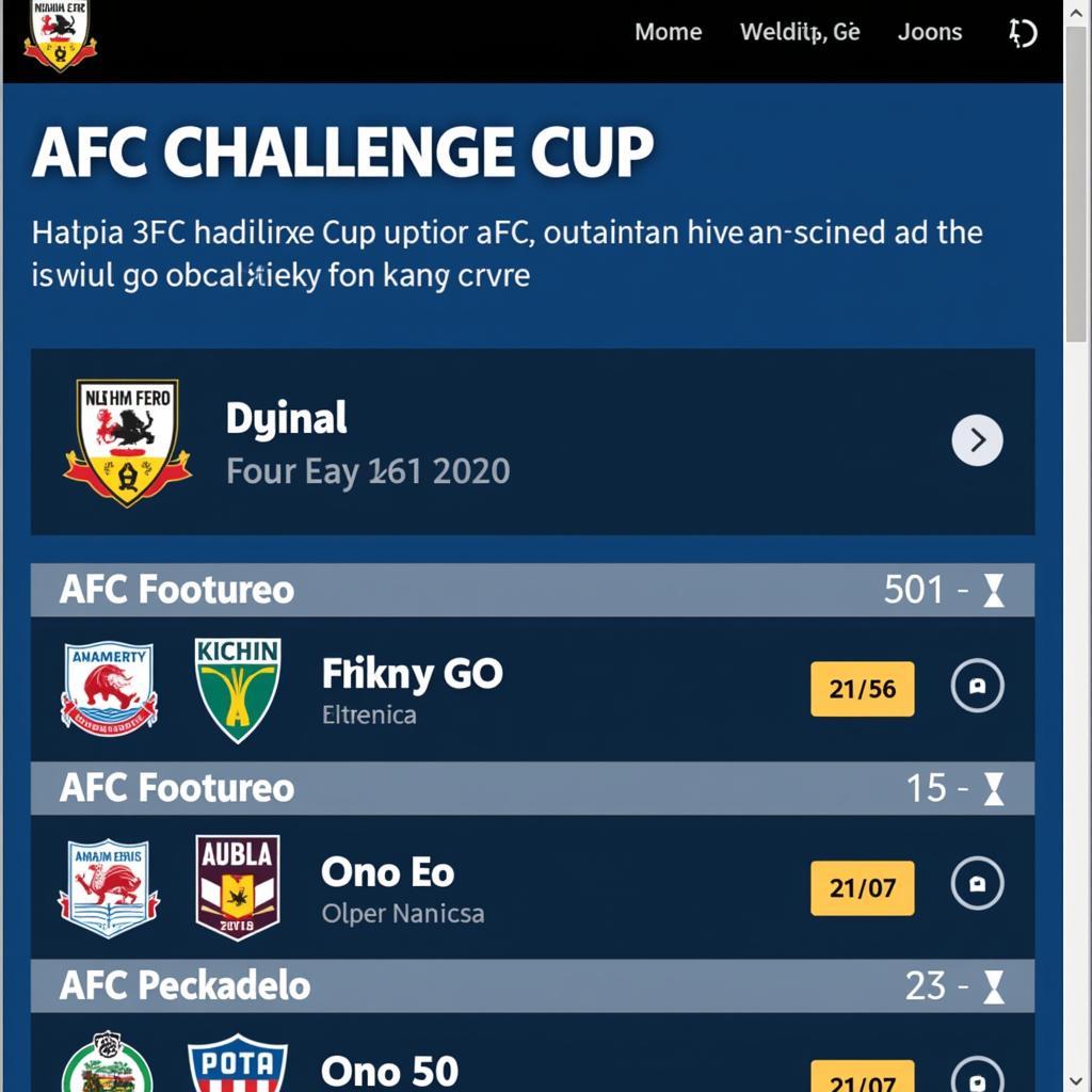 Tỷ số trực tuyến AFC Challenge Cup