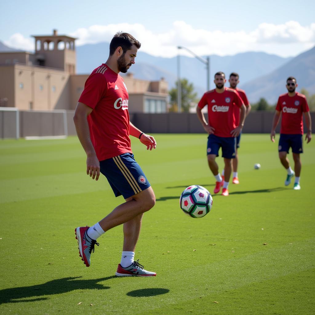 Afghanistan national football team during a training session