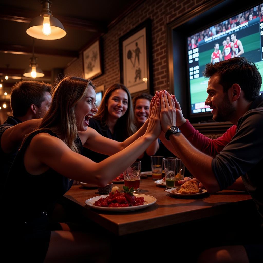 AFL Fans Celebrating a Live Score