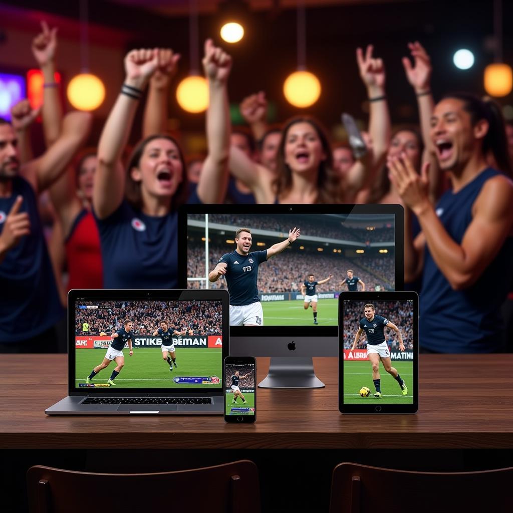 Fans watching AFL live stream on multiple devices