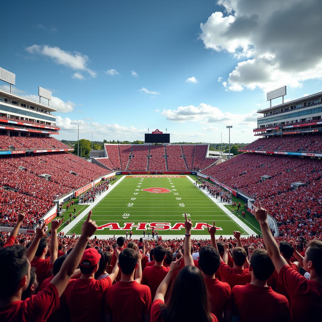 Crowded stadium during an AHSAA football game