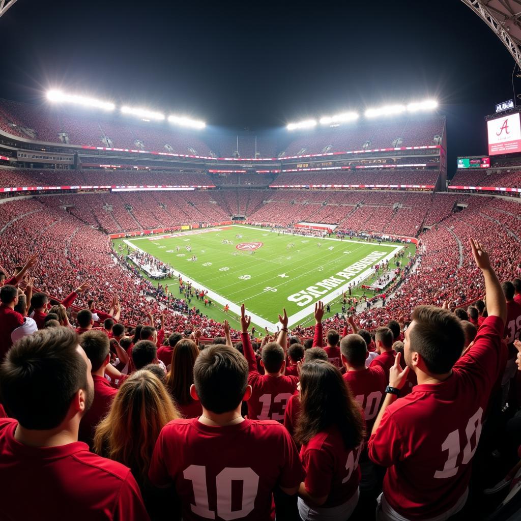 Alabama Crimson Tide Fans Celebrating a Touchdown