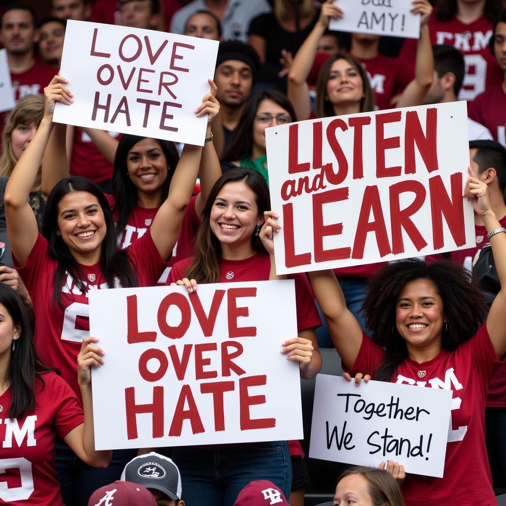 Alabama Football Fans Holding Signs