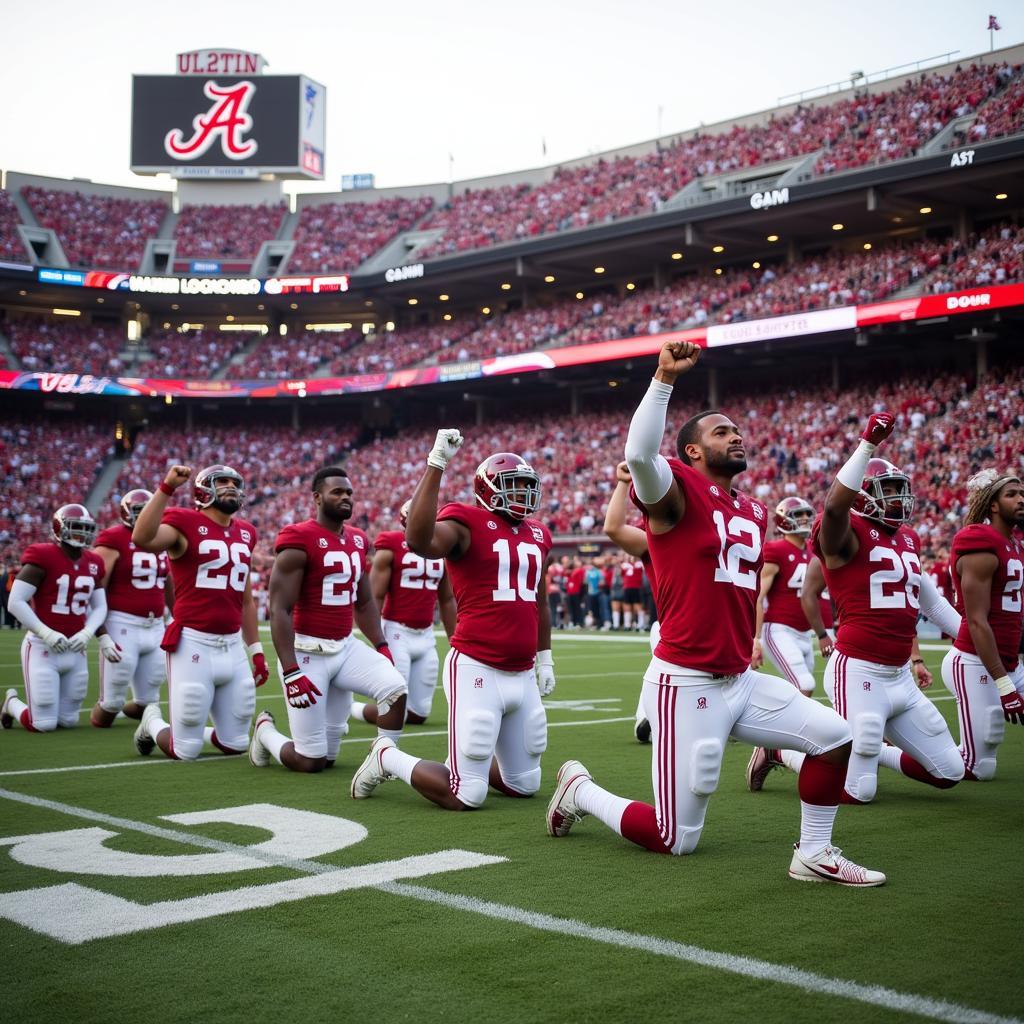 Alabama Football Players Kneeling