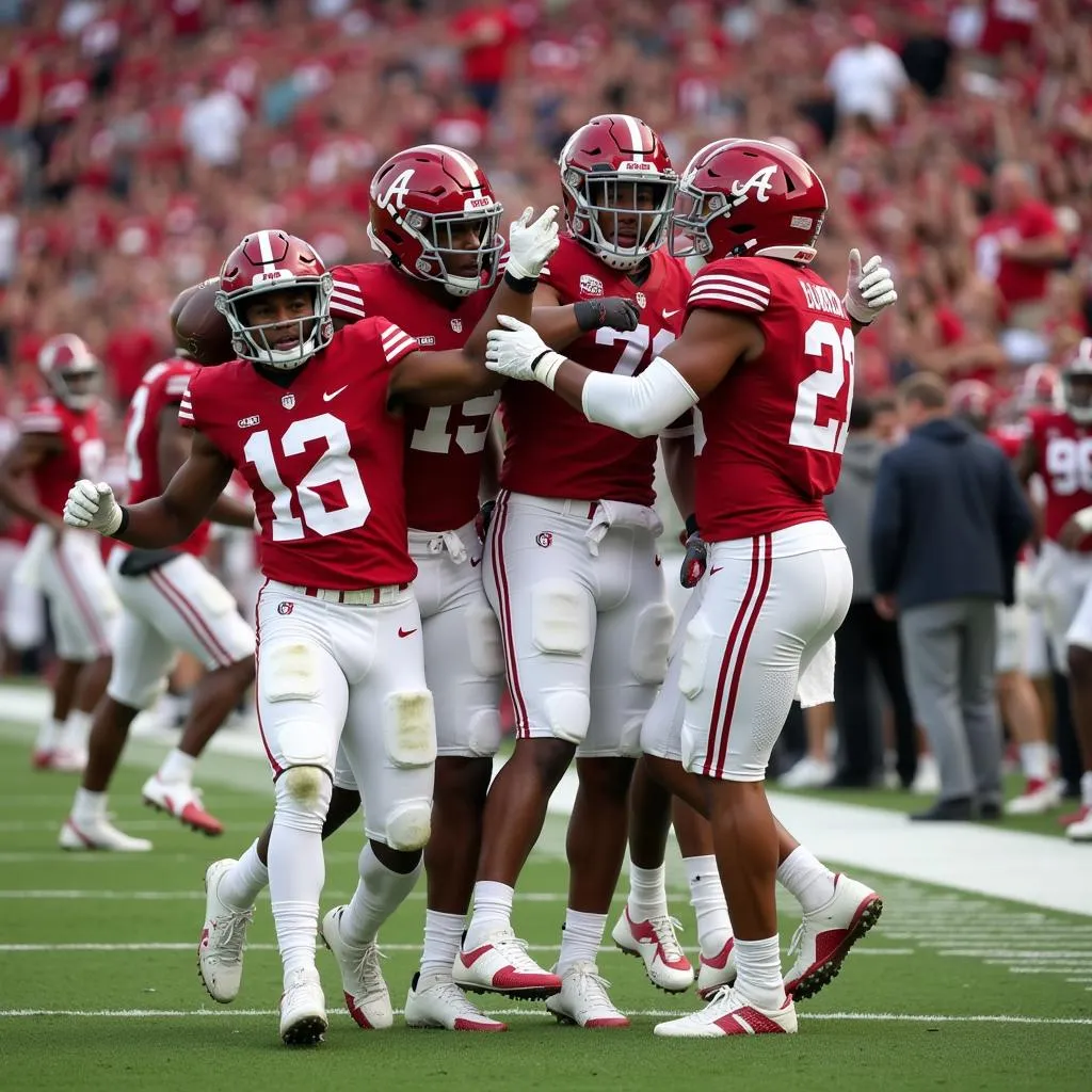 Alabama Players Celebrating a Touchdown