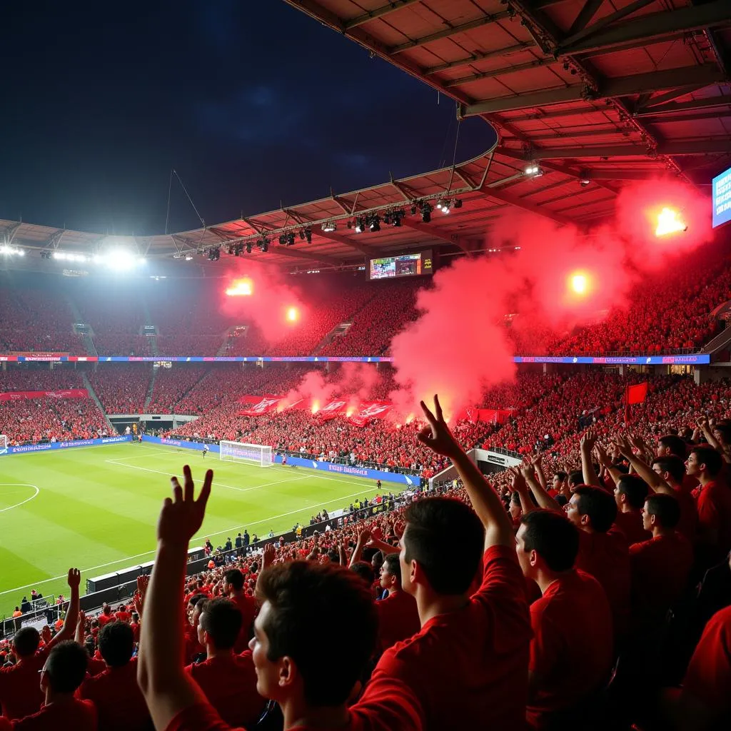 Albanian Fans Cheering in Stadium