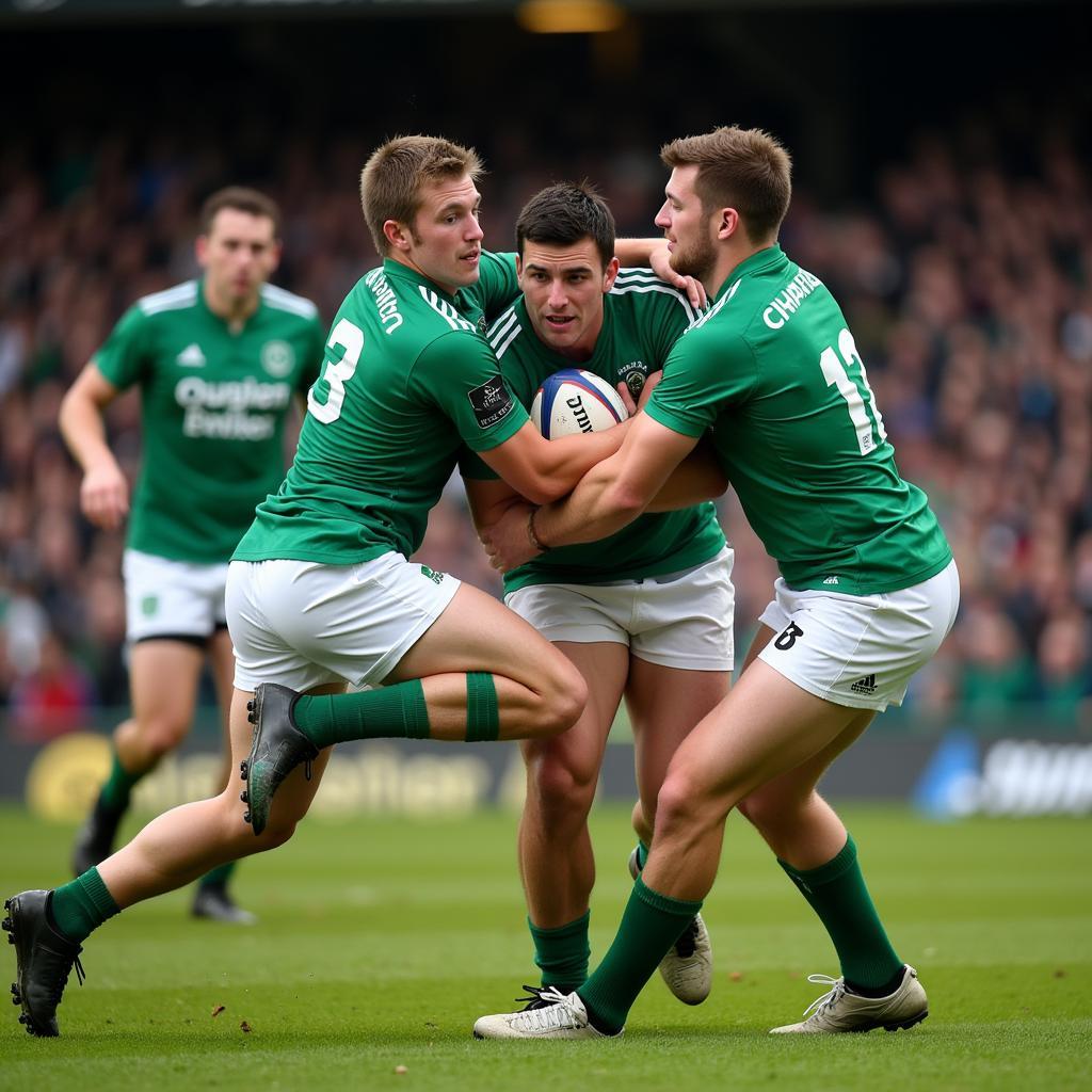 Dublin and Kerry players clash in a heated moment during the 2019 All Ireland Football Final.