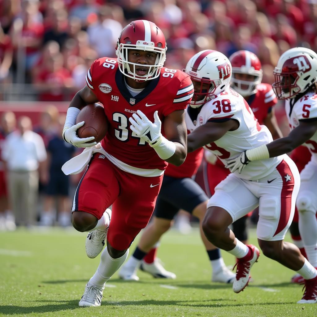 Allen High School Football Player Running with the Ball