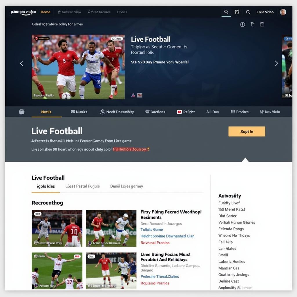 Amazon Prime Live Football Interface