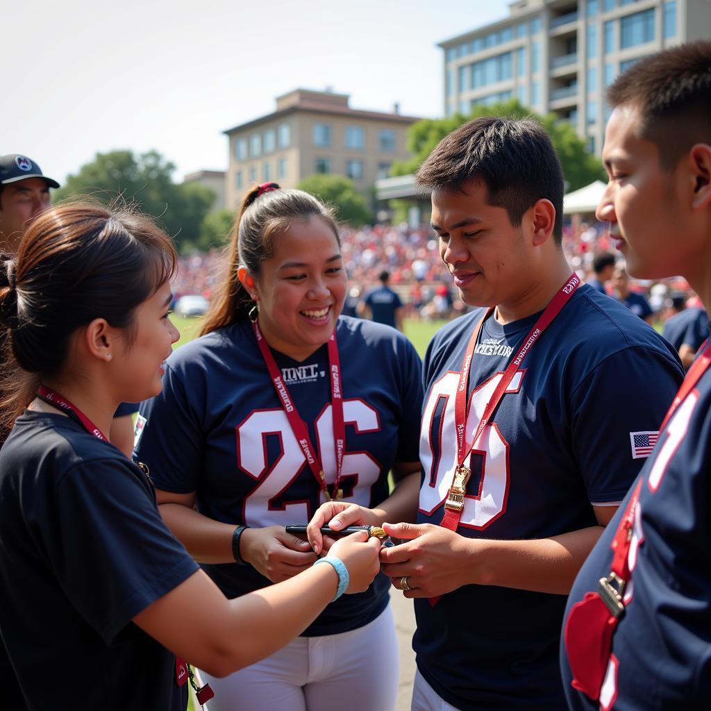 American Football Band Interacting with Filipino Fans