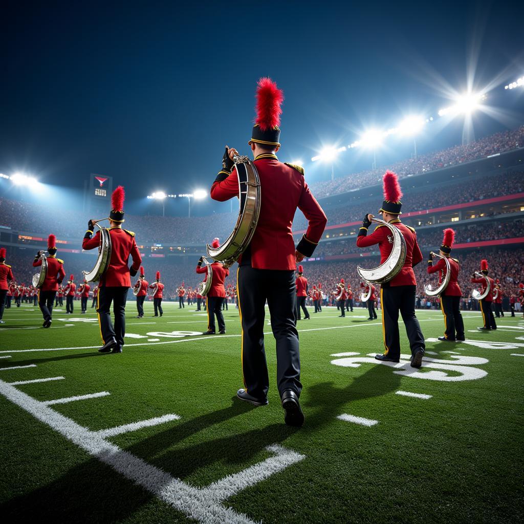 American Football Band Performing in Stadium