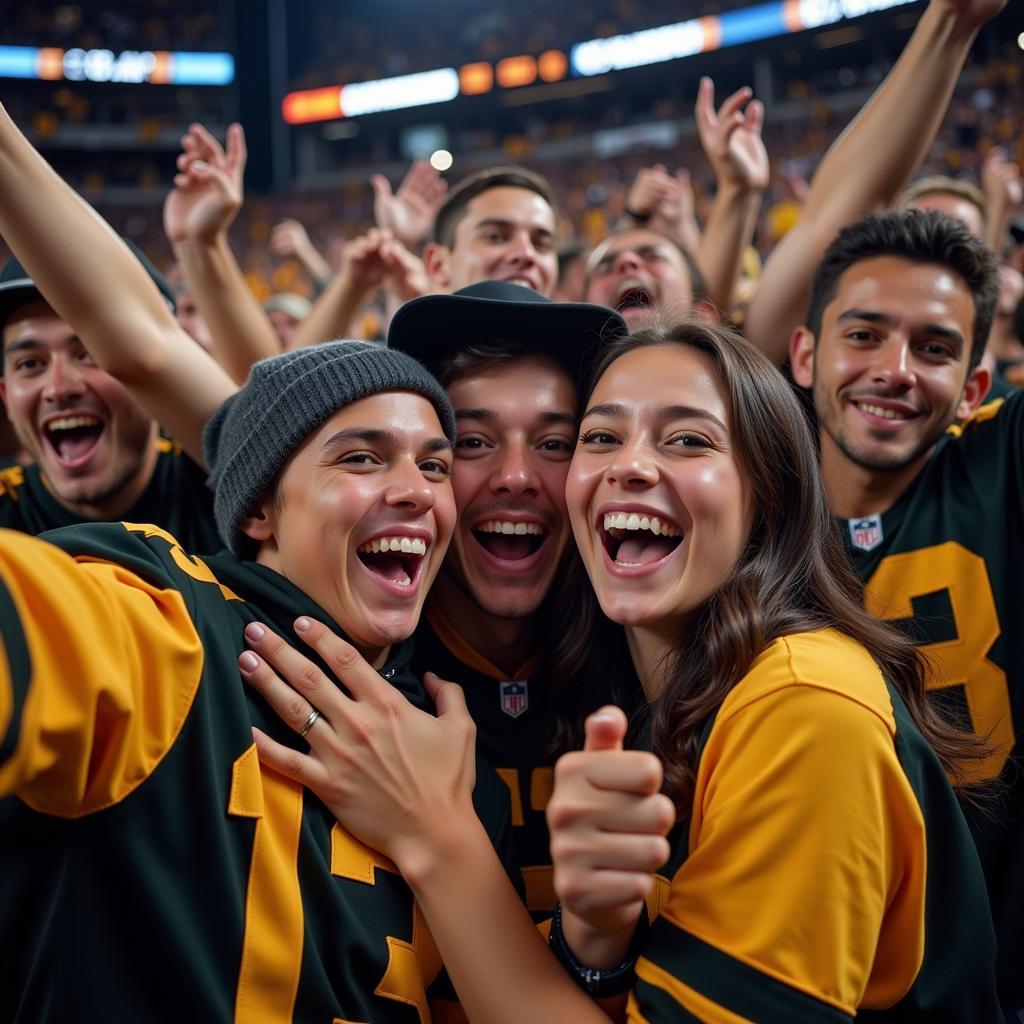 American Football Fans Celebrating Touchdown