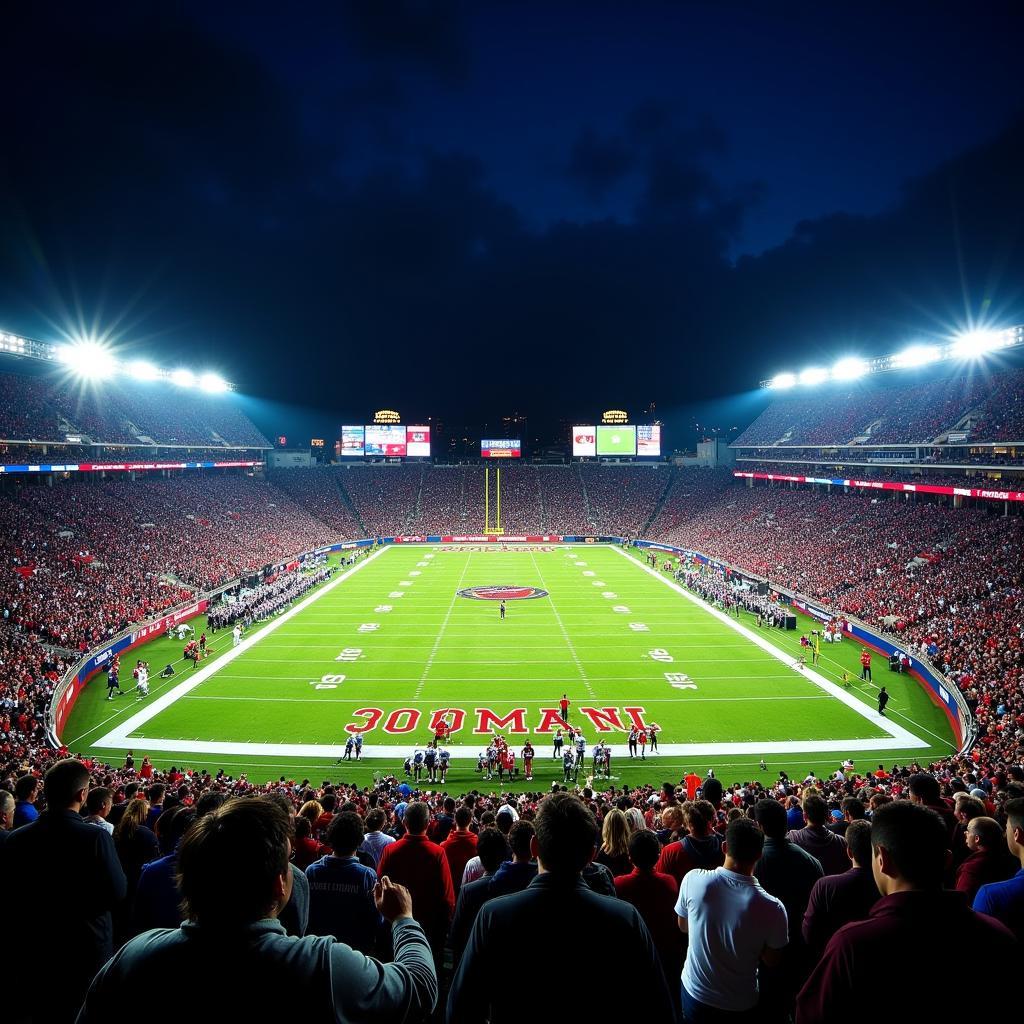 American Football Stadium During Live Game