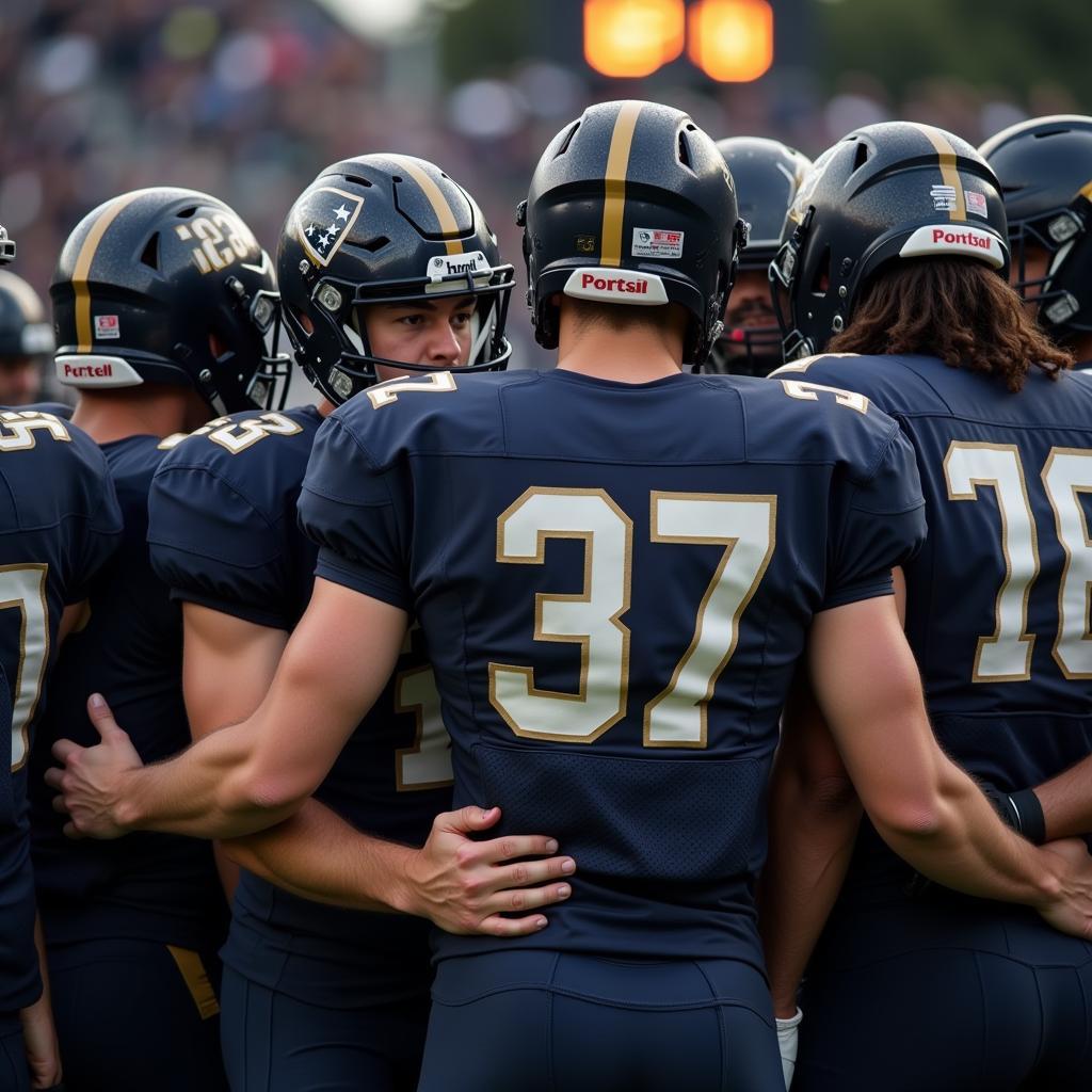 American Football Team Huddle