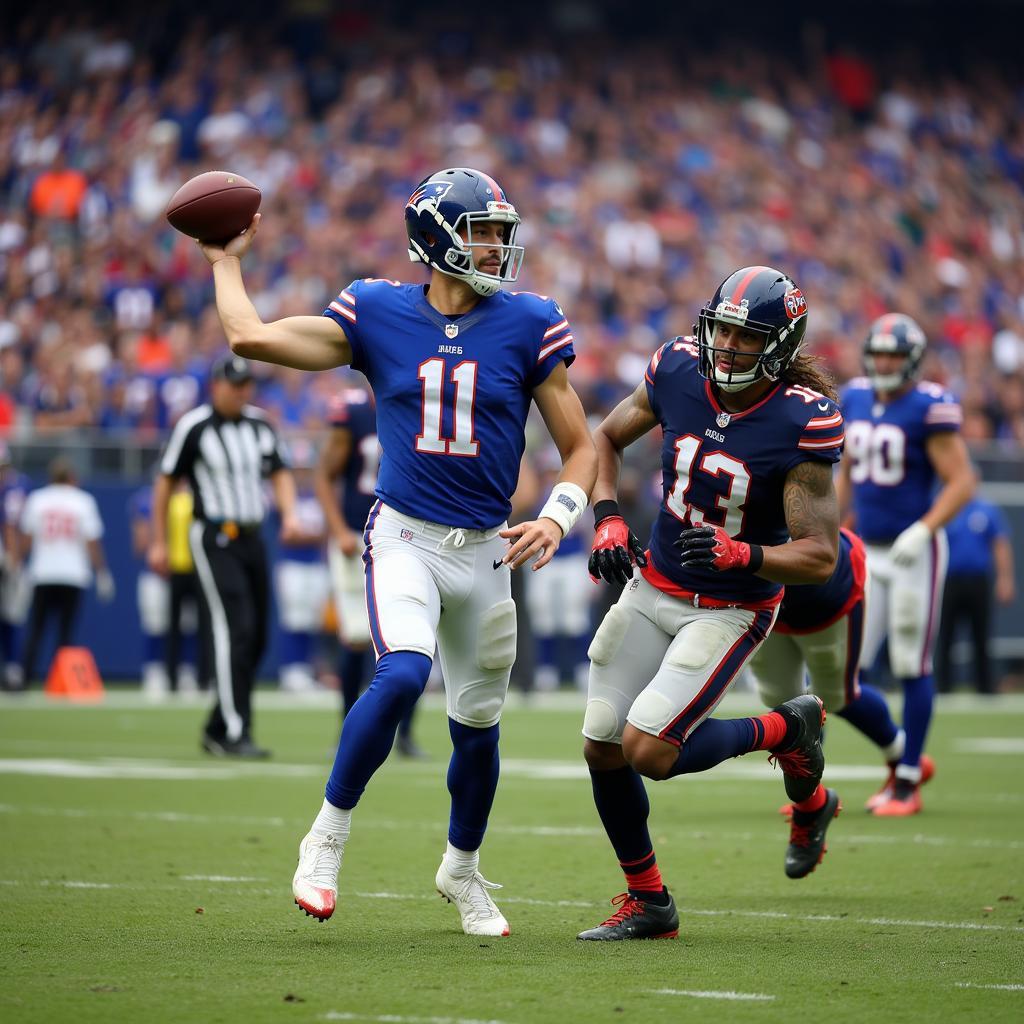 Action-packed scene from an American League Football game