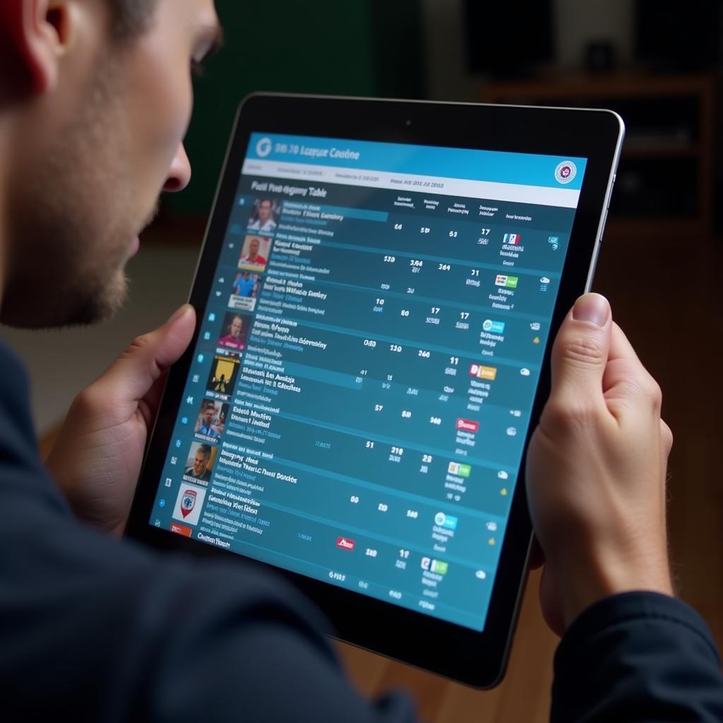 Analyzing Football League Table on Tablet