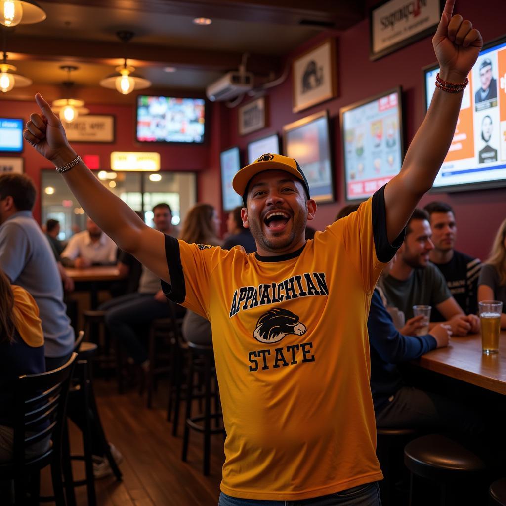 Appalachian State football fan celebrating a touchdown