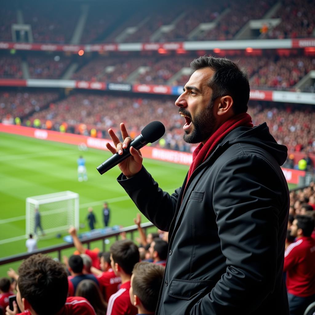 Arabic Commentator at a Live Football Match