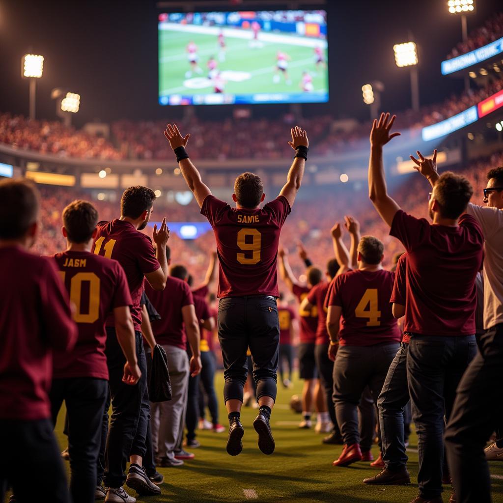 Arizona State Fans Celebrating a Touchdown During a Live Stream