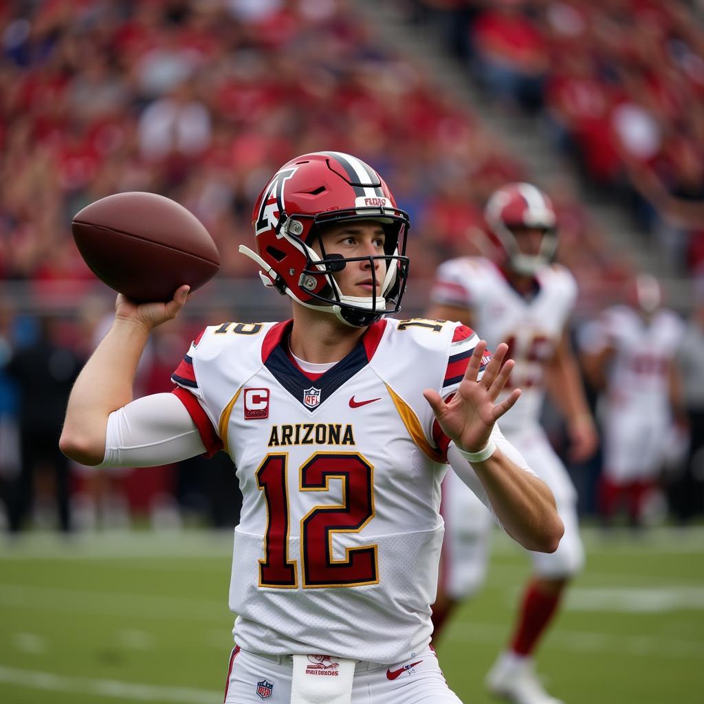 Arizona Wildcats Quarterback Throwing a Pass