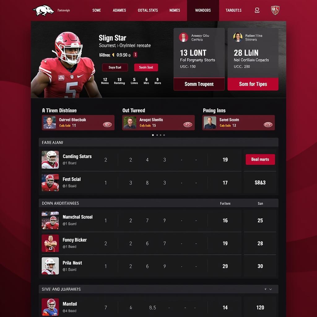 Arkansas Football Live Stats Screen