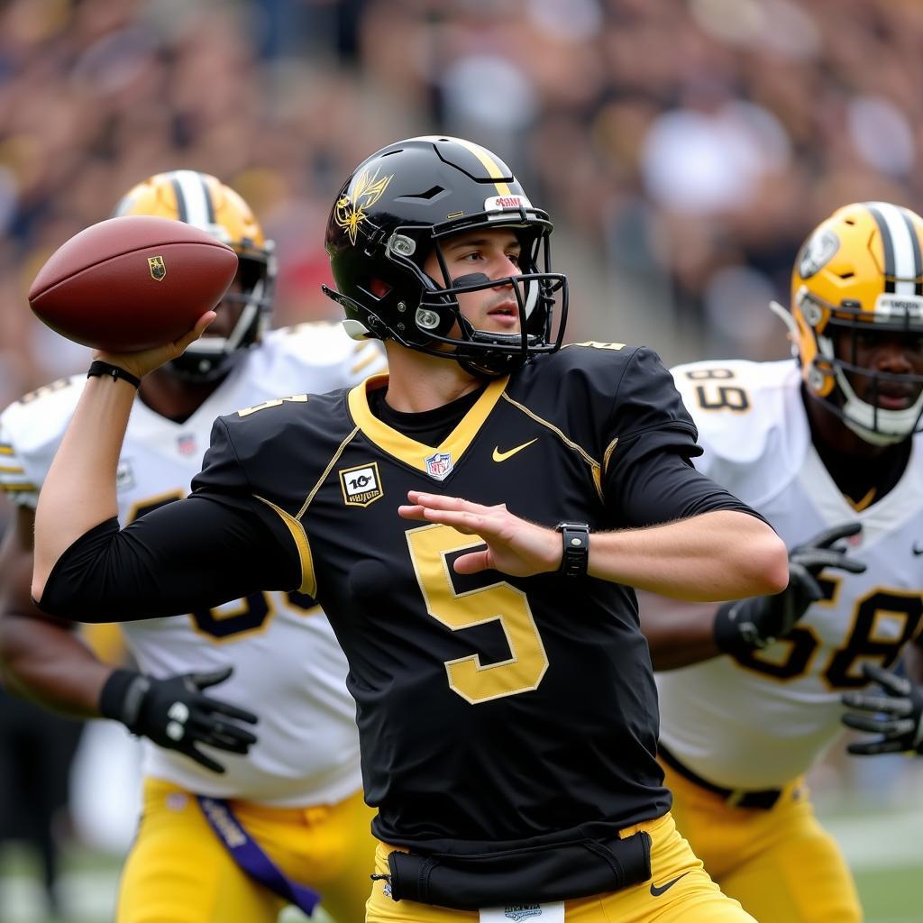 Army Black Knights Quarterback Throwing a Pass