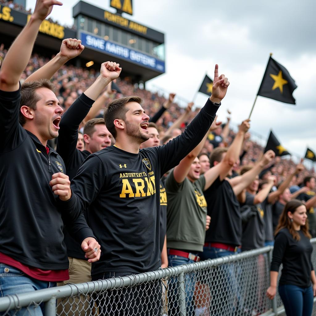 Army fans celebrate a touchdown in the second half