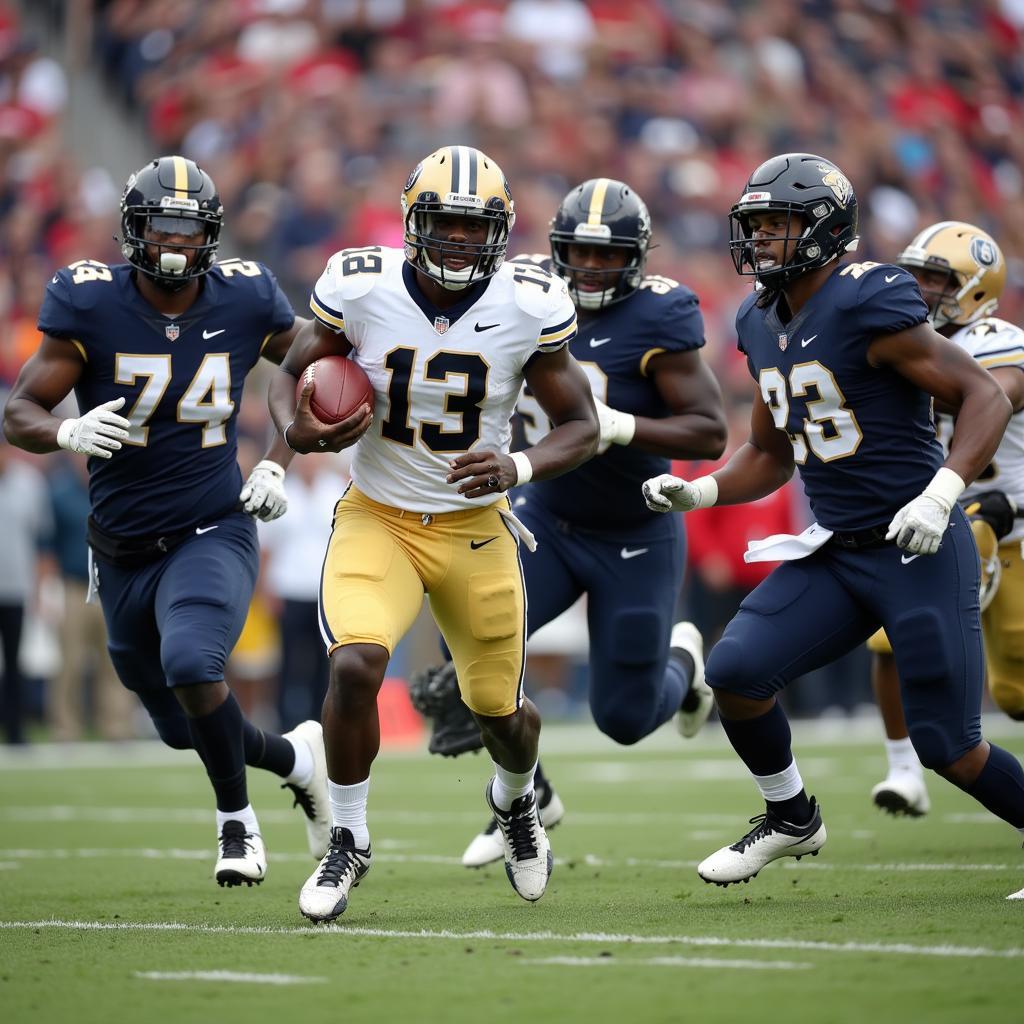 Army quarterback runs for a touchdown against Navy