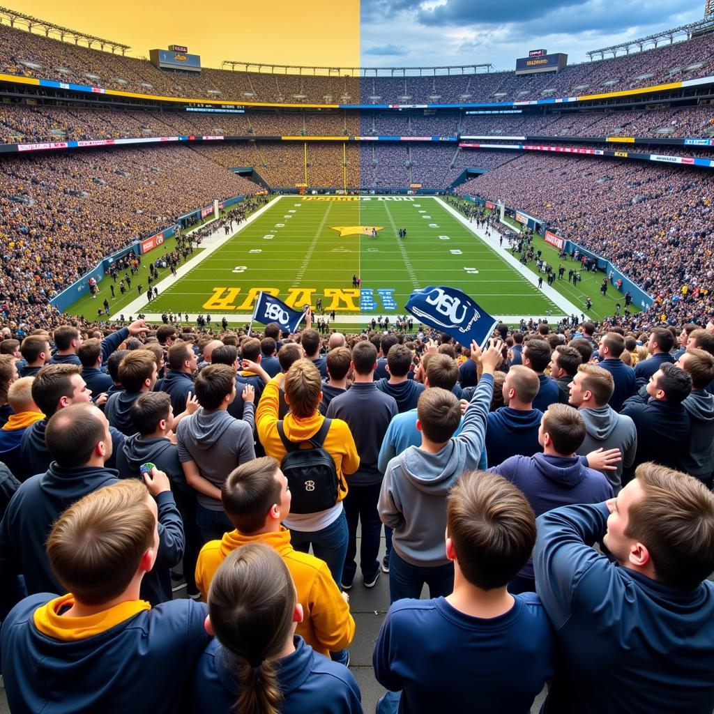 Army Navy Football Game Rivalry - Intense atmosphere between Army and Navy fans during a historic matchup.