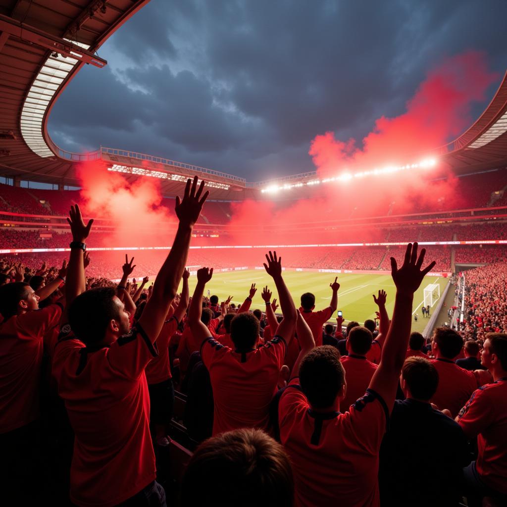 Arsenal fans celebrating a goal