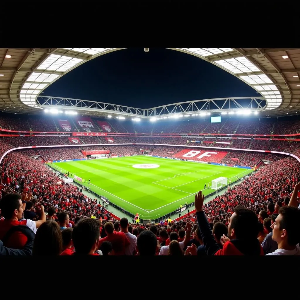 Arsenal fans cheering in the Emirates Stadium during a match