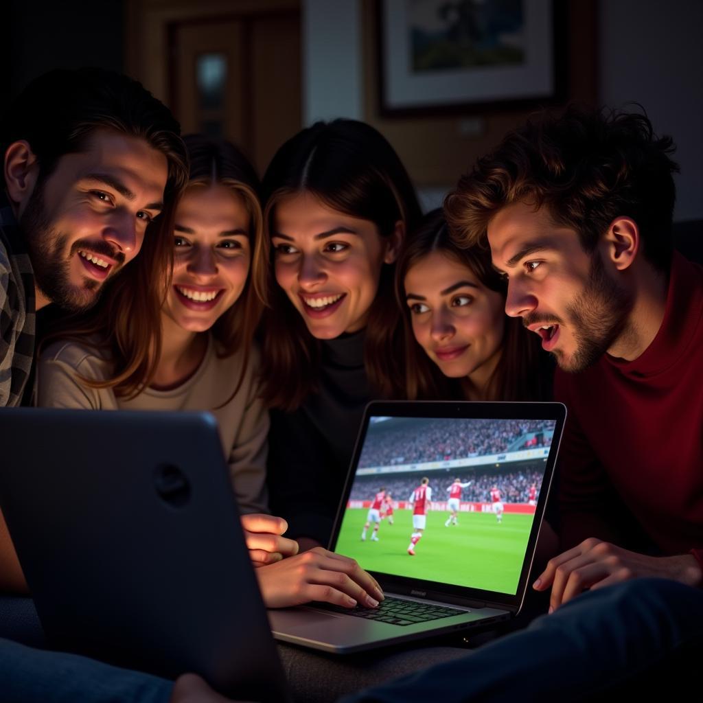 Arsenal fans watching a live stream