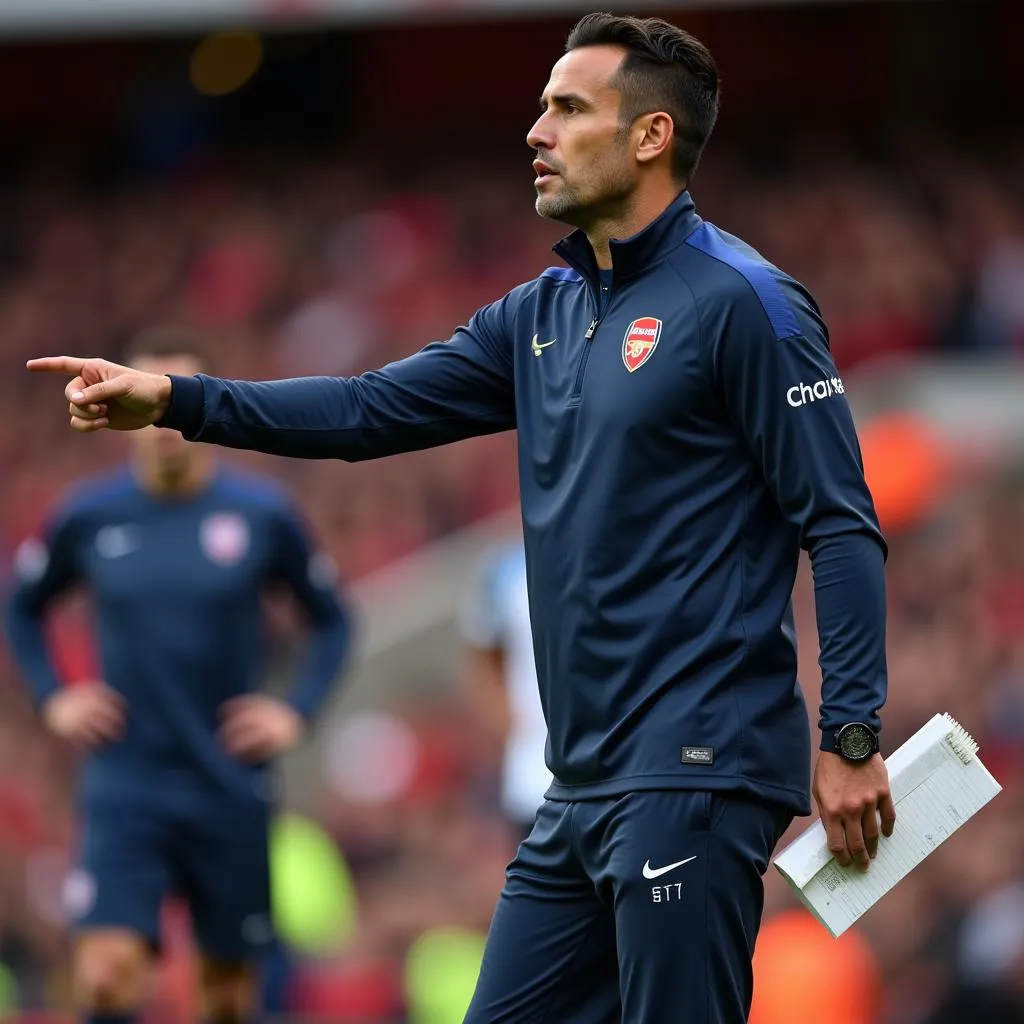 Arsenal manager Mikel Arteta giving instructions during a match