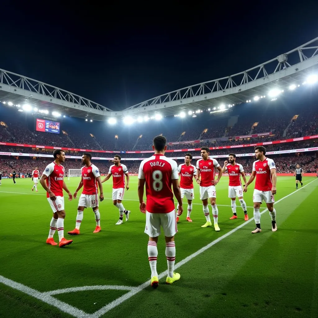 Arsenal players celebrating a goal