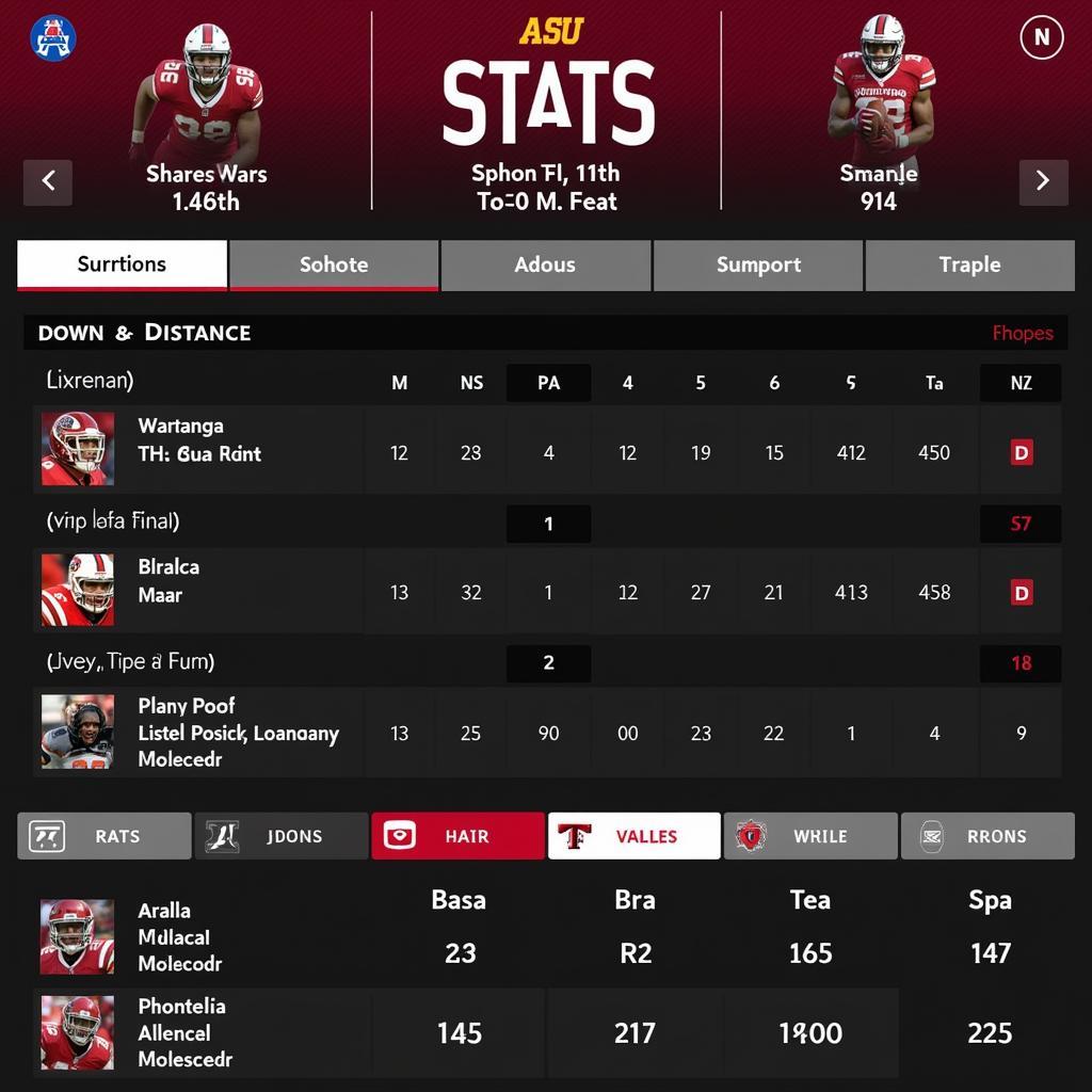 ASU Football Live Stats Screen