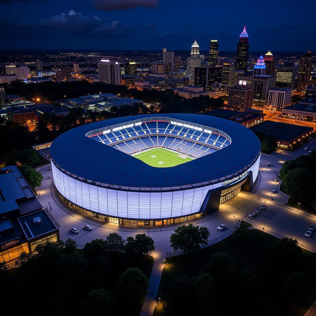 Atlanta Falcons Stadium Exterior at Night