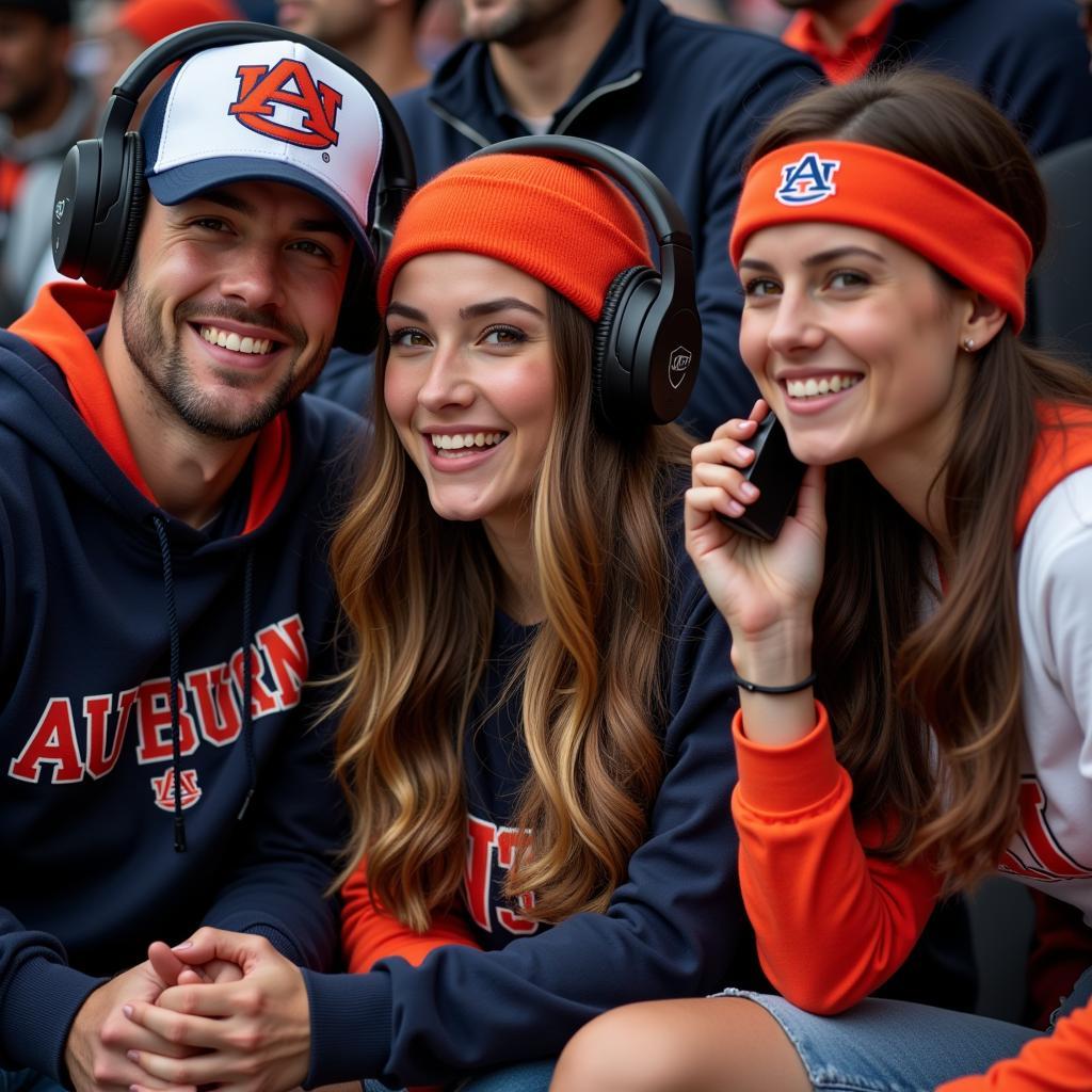 Auburn football fans listening to live radio broadcast