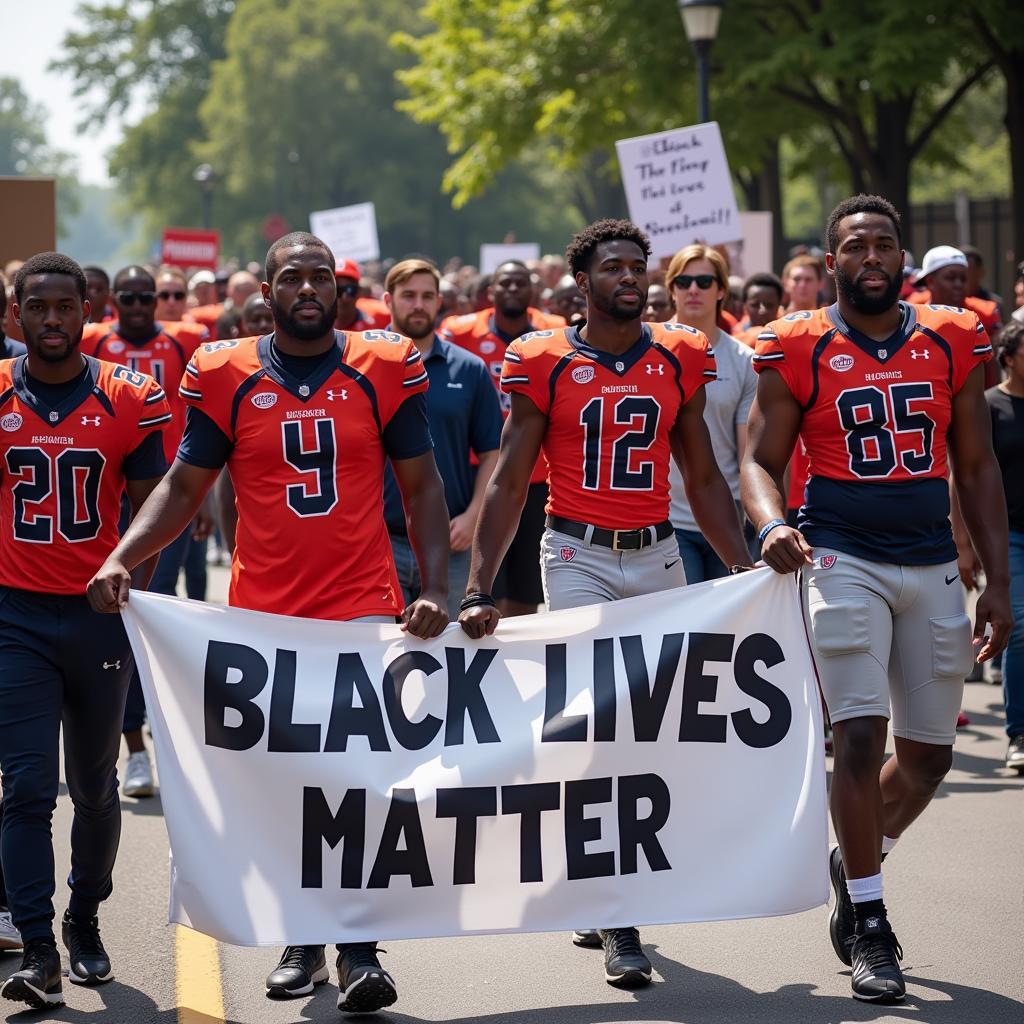 Auburn football players marching for Black Lives Matter