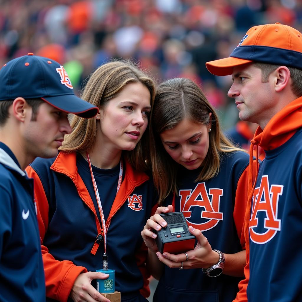 Auburn Tigers Fans Listening to Game