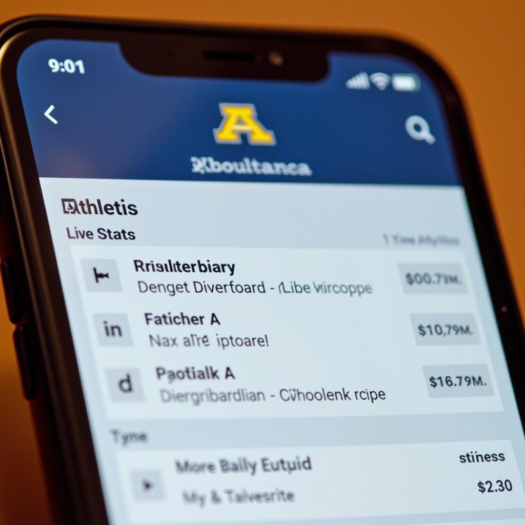 Augustana College football live stats on a mobile app