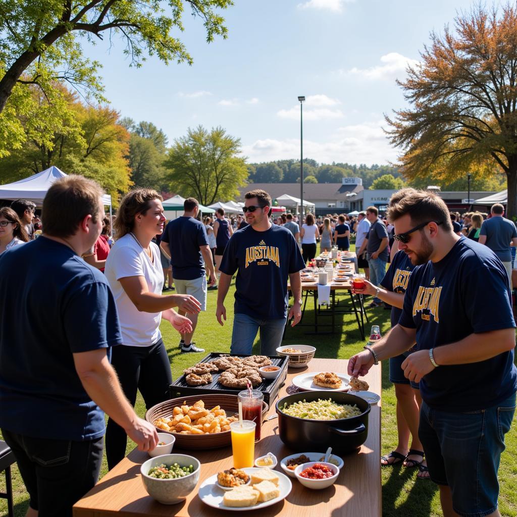 Augustana IL fans enjoying a tailgate party before a football game