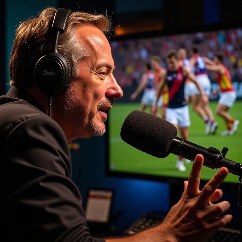 Australian Football live radio broadcast in action