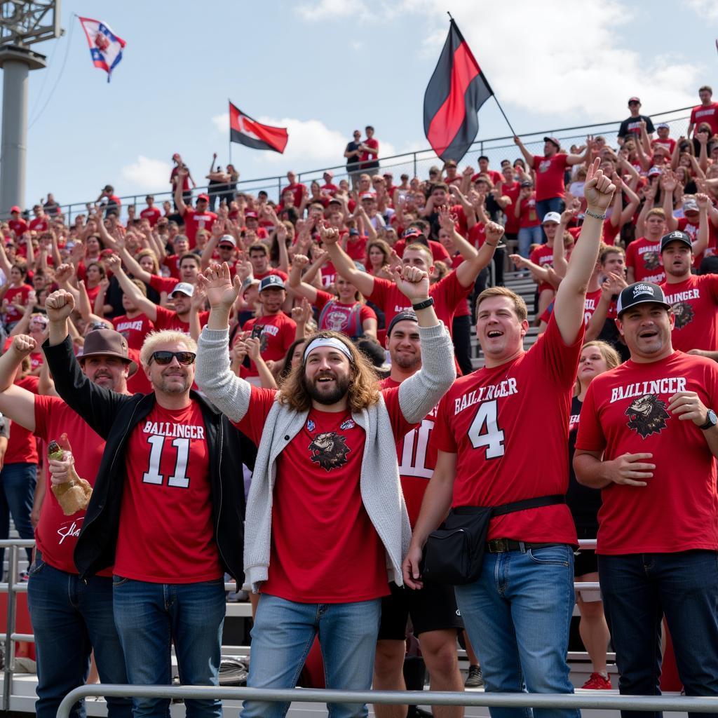 Ballinger Bearcat fans celebrating a touchdown during a live stream