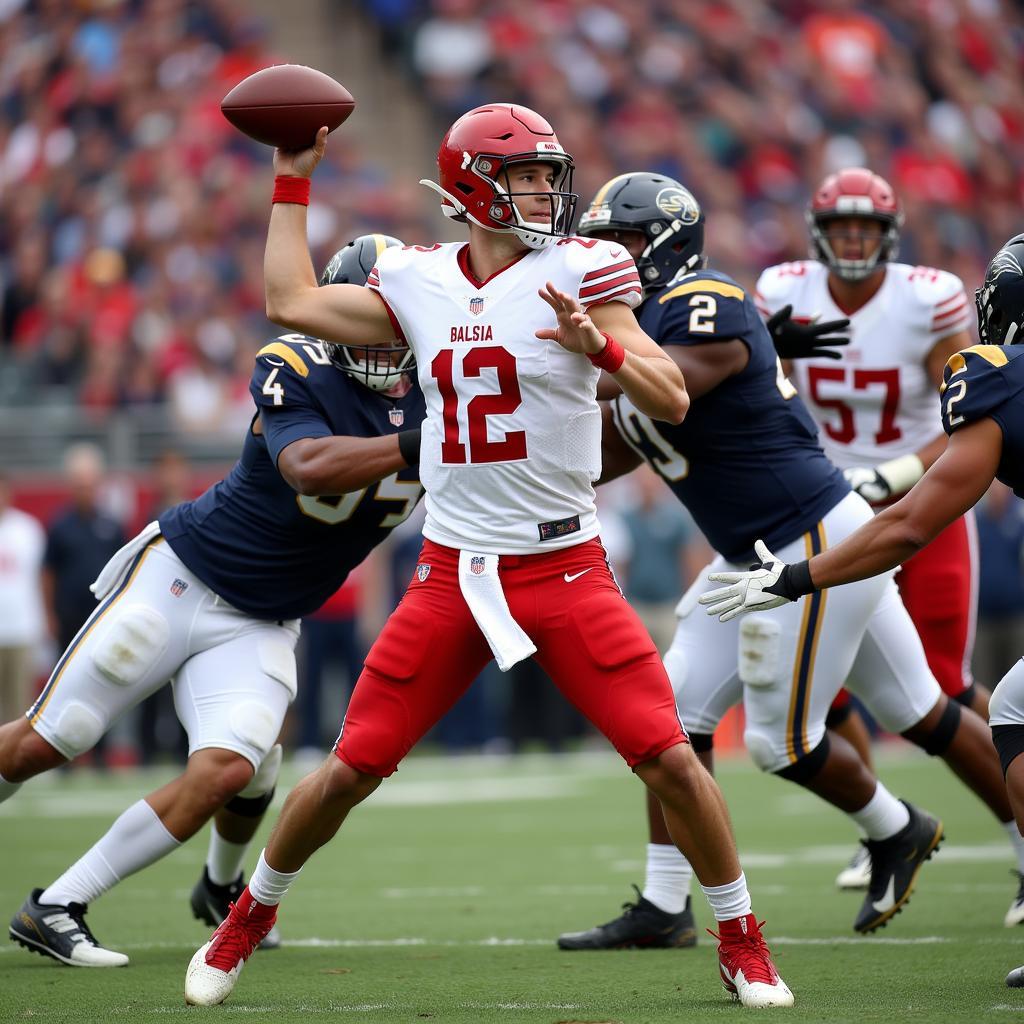 Ballinger Bearcat quarterback throws a pass during a live streamed game