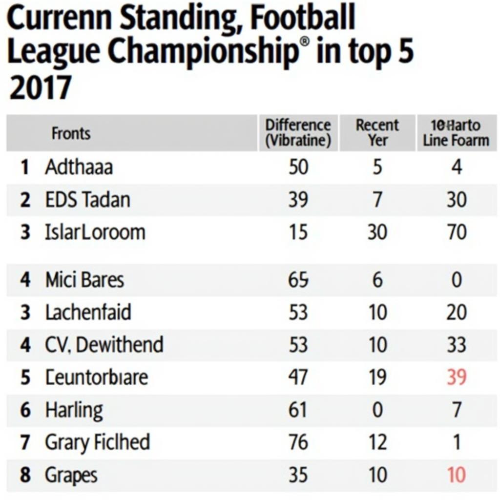 Football League Championship Table