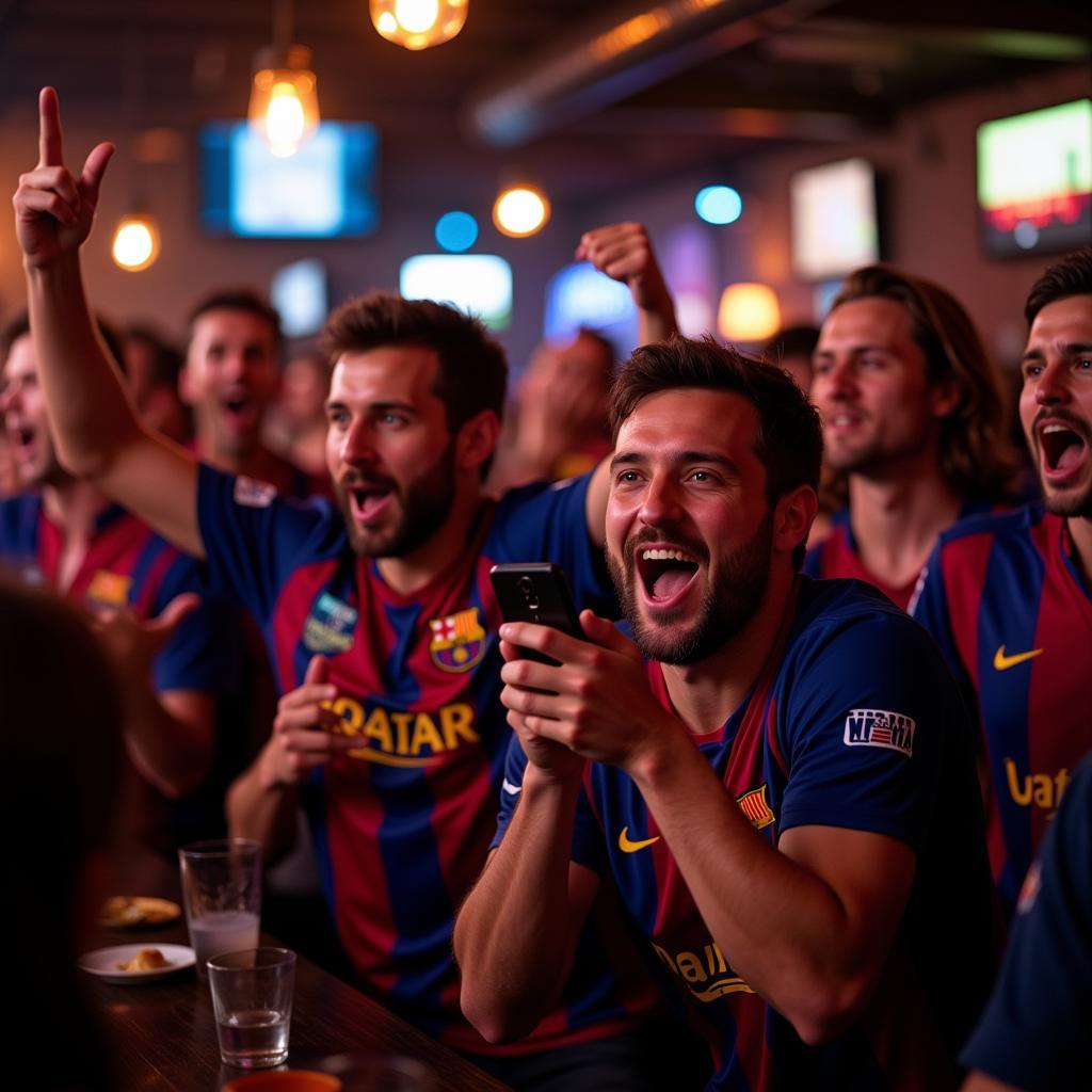 Barcelona Fans Celebrating Goal Notification